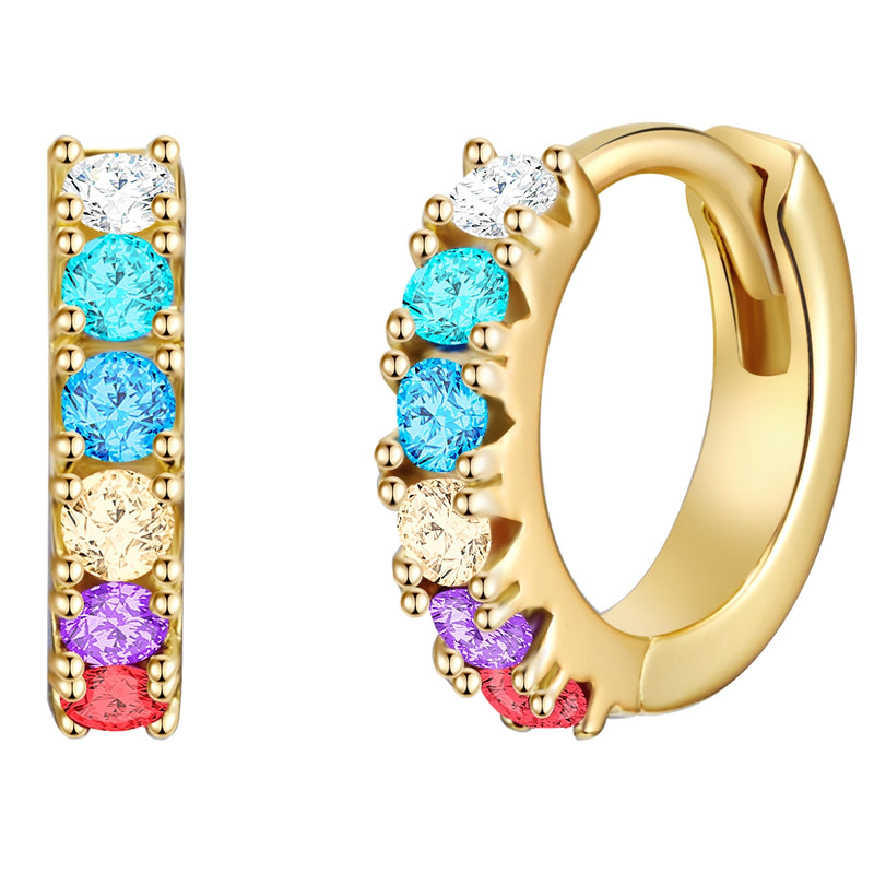 Klappcreolen gold Zirkonia bunt