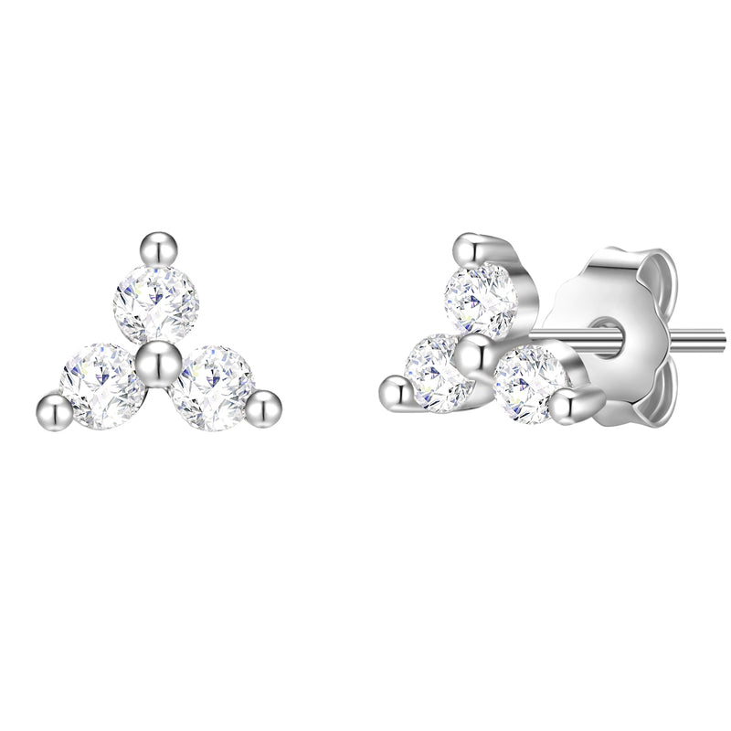 Ohrstecker silber Blume Zirkonia