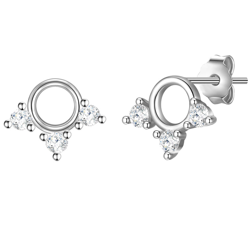 Ohrstecker silber Kreis Zirkonia
