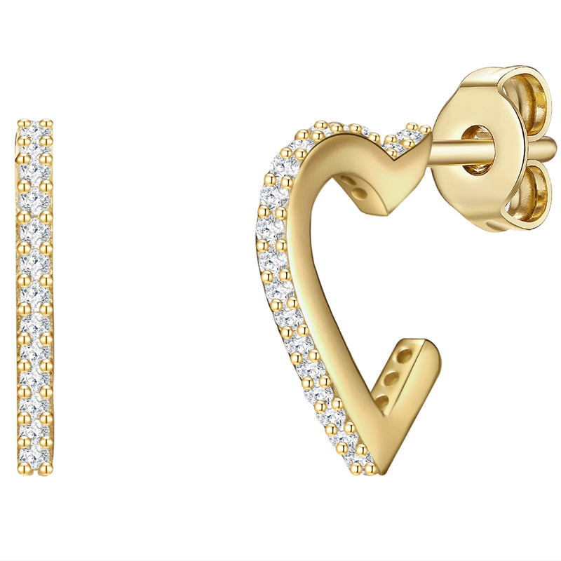 Ohrstecker HERZ mit Zirkonia gelbgold