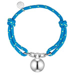 Textil-Armband mit Edelstahl-Kugel hellblau/gelb