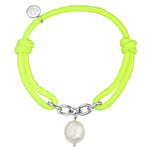Textil Armband neongelb Süßwasserperle