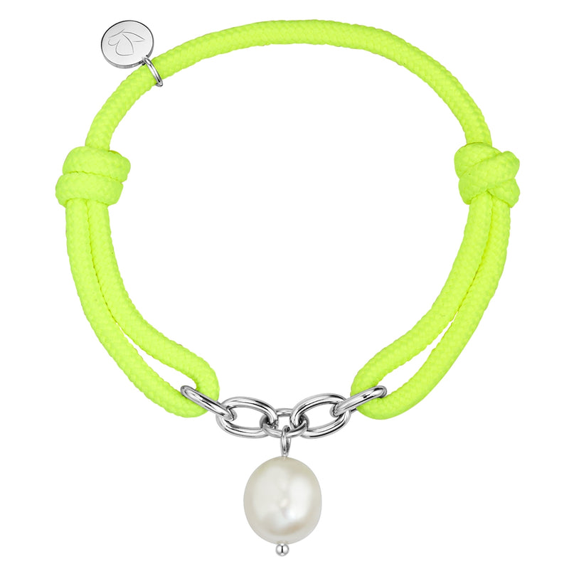 Textil Armband neongelb Süßwasserperle