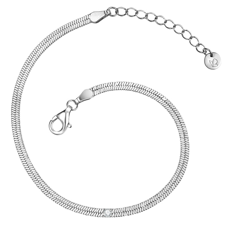 Schlangenarmband mit Zirkonia silber