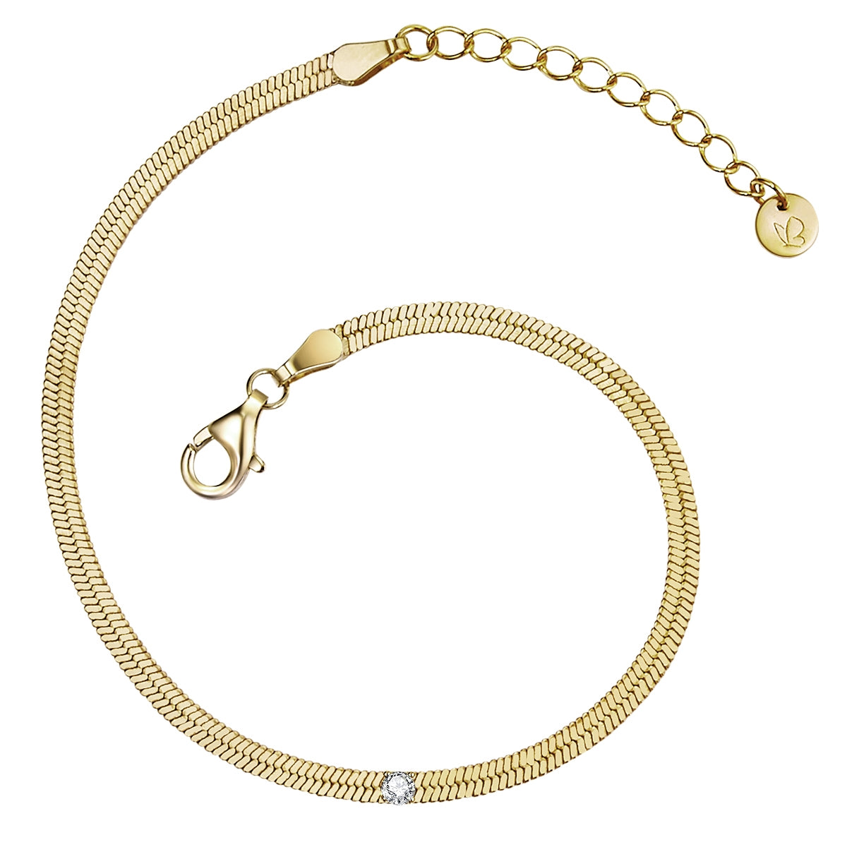 Schlangenarmband gold Zirkonia weiß