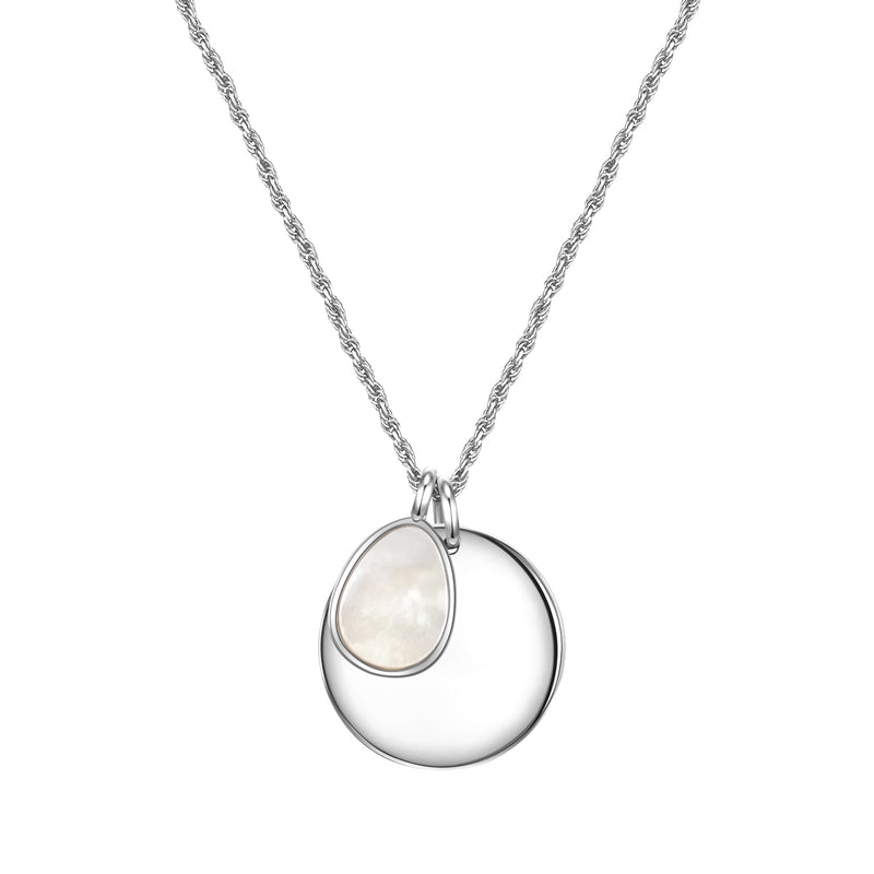 Kette MÜNZ-ANHÄNGER mit Perlmutt silber