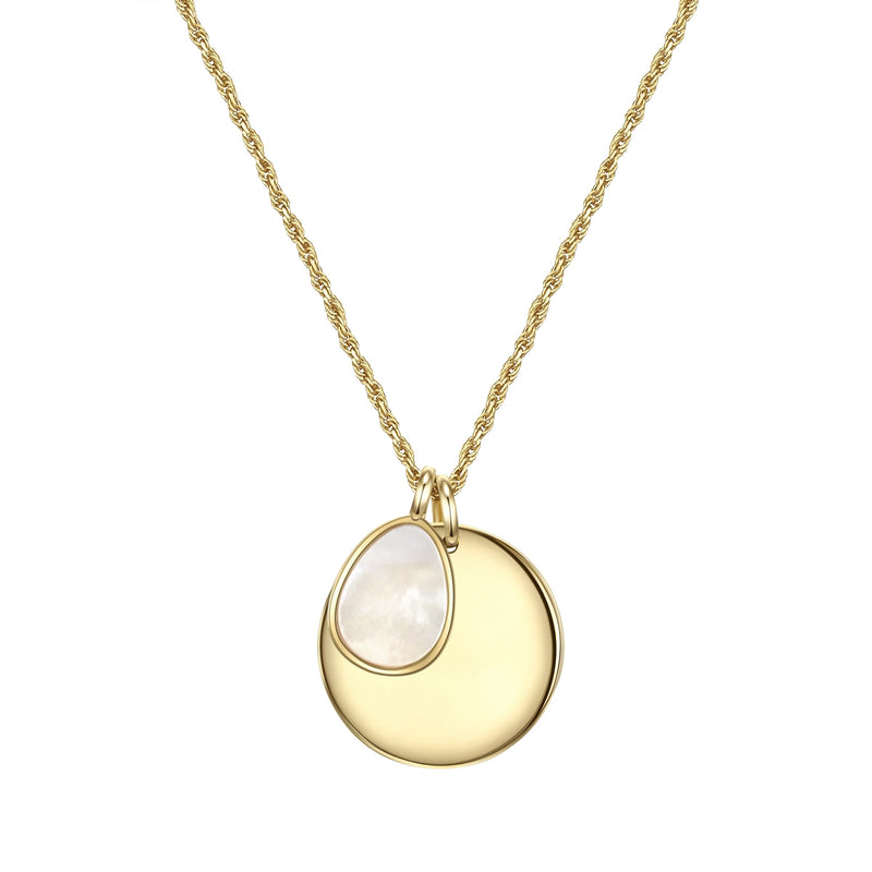Kette MÜNZ-ANHÄNGER mit Perlmutt gelbgold