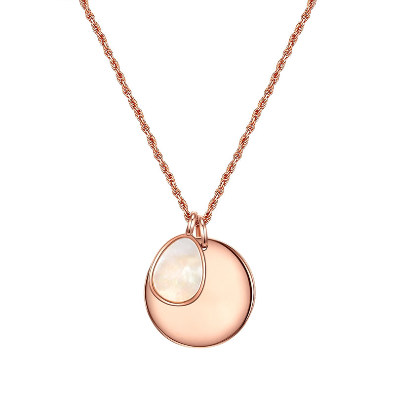 Kette MÜNZ-ANHÄNGER mit Perlmutt roségold