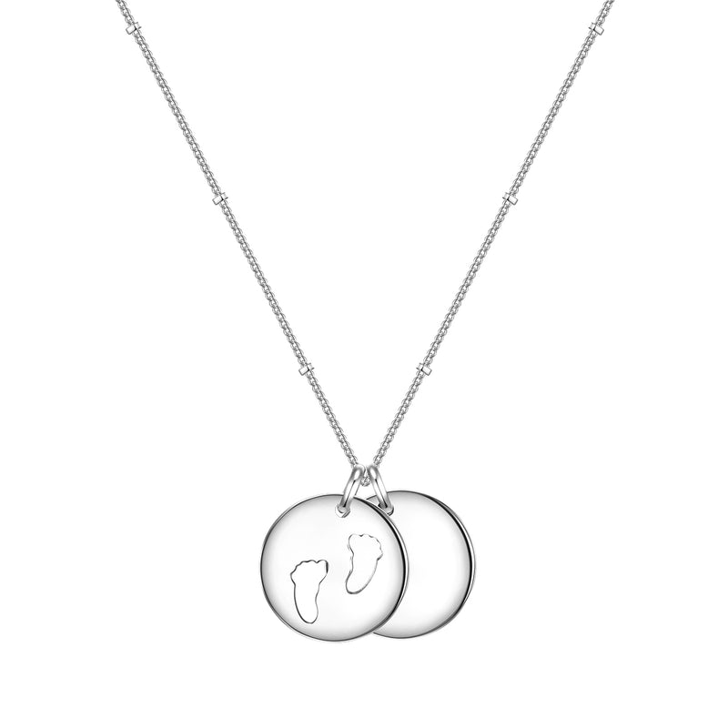 Kette KREIS-ANHÄNGER mit Fußabdruck silber
