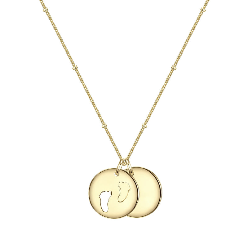 Kette KREIS-ANHÄNGER mit Fußabdruck gelbgold