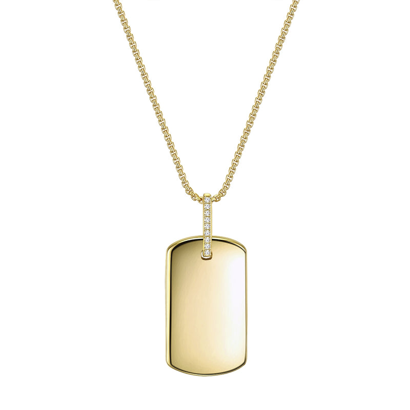 Kette DOG-TAG mit Zirkonia gelbgold