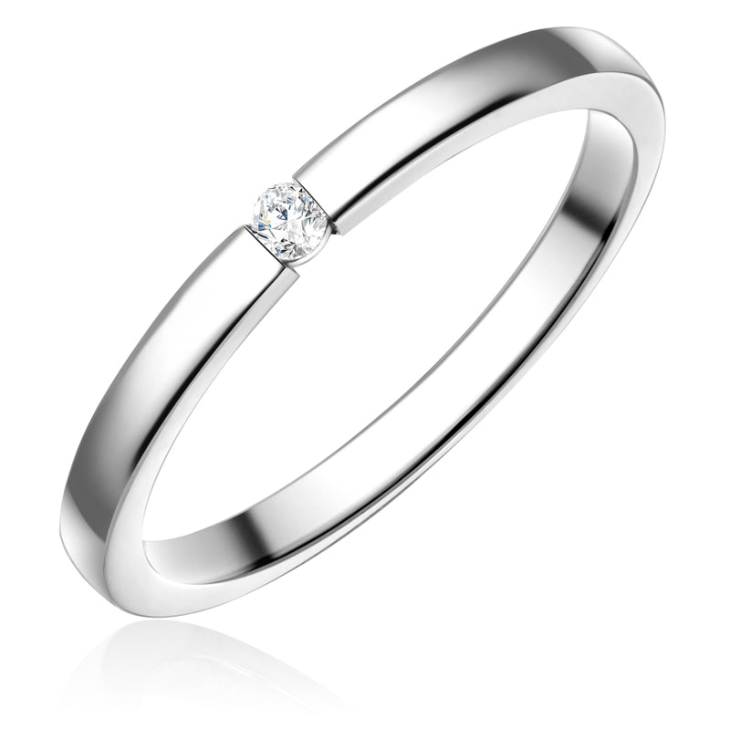 Solitärring silber Zirkonia