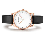 Damenuhr roségold Lederarmband schwarz