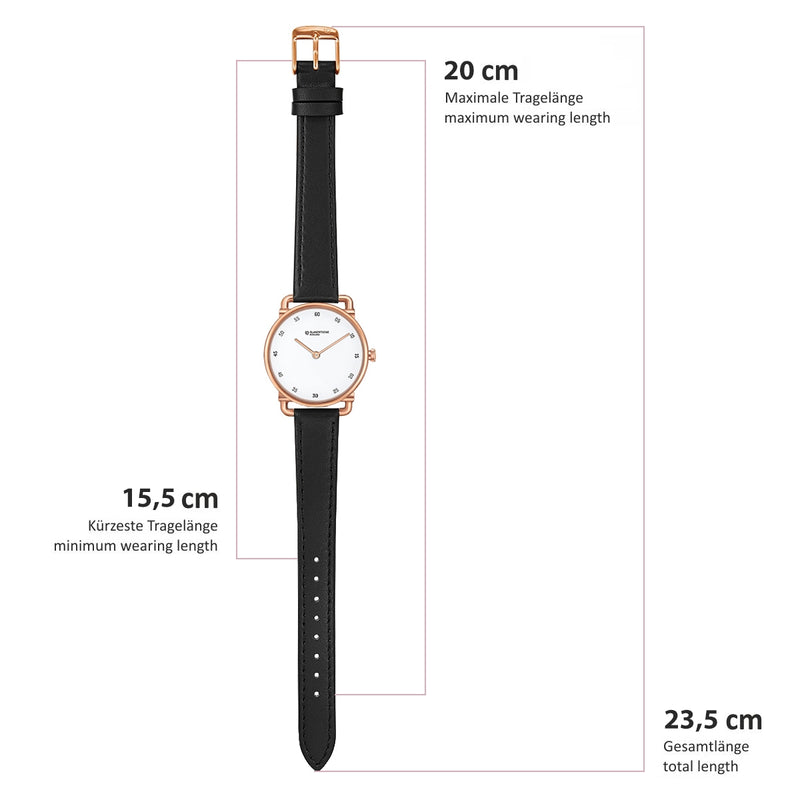 Damenuhr roségold Lederarmband schwarz