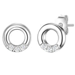 Ohrstecker silber Kreis mit Zirkonia
