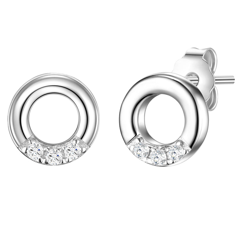 Ohrstecker silber Kreis mit Zirkonia