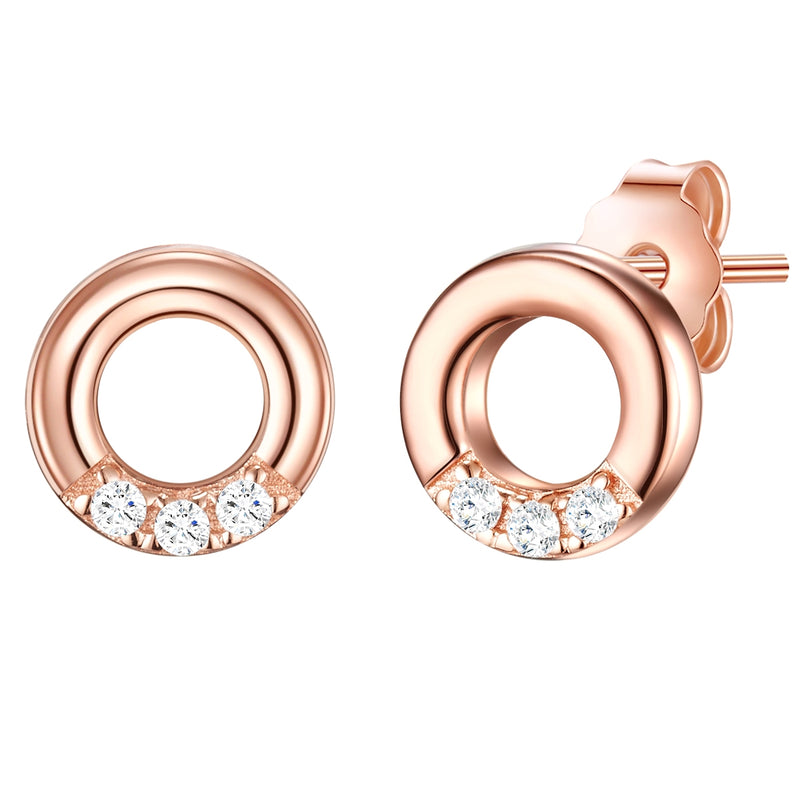 Ohrstecker roségold Kreis mit Zirkonia