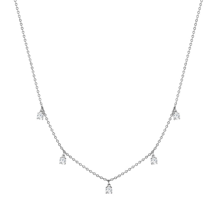 Silberkette mit 5 Zirkonia-Steinchen