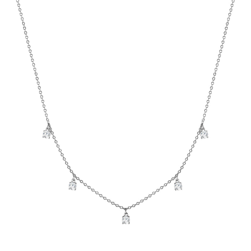 Silberkette mit 5 Zirkonia-Steinchen