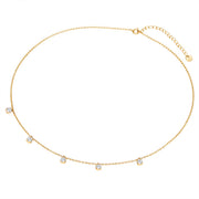 Silberkette gold mit 5 Zirkonia-Steinchen