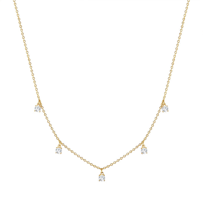 Silberkette gold mit 5 Zirkonia-Steinchen