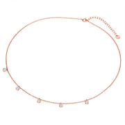 Silberkette roségold mit 5 Zirkonia-Steinchen