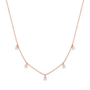 Silberkette roségold mit 5 Zirkonia-Steinchen