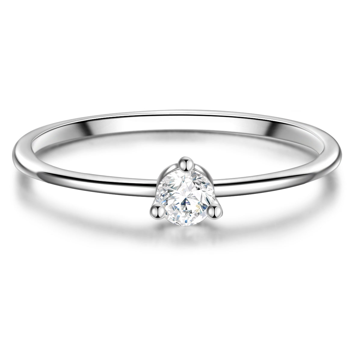 Solitärring mit weißem Zirkonia aus 925er Sterling Silber