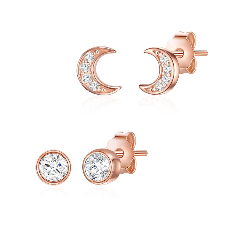 Ohrstecker Set Mond Zirkonia