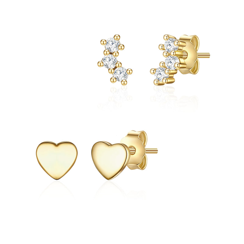 Ohrstecker Set Zirkonia Herz