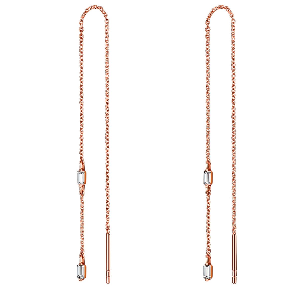 Lange Ohrringe Mit Zirkonia – Vergoldet, 5,5 Cm, Tropfenförmig, Damenschmuck Rose Gold