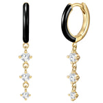 Creolen mit Zirkonia/Emaille schwarz gelbgold