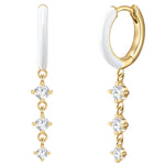 Creolen mit Zirkonia/Emaille weiß gelbgold