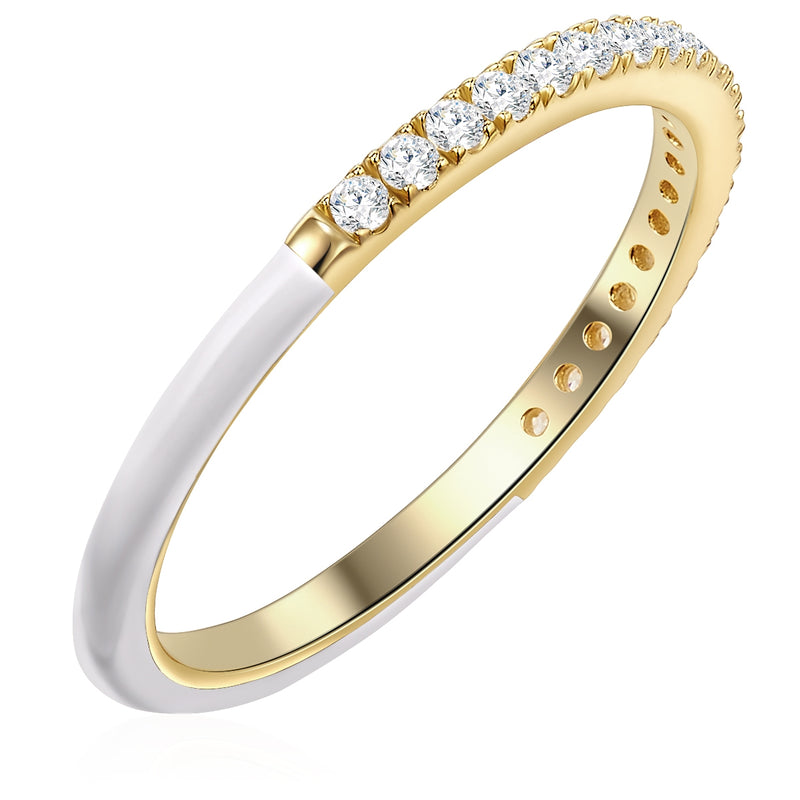 Ring Emaille weiß mit Zirkonia