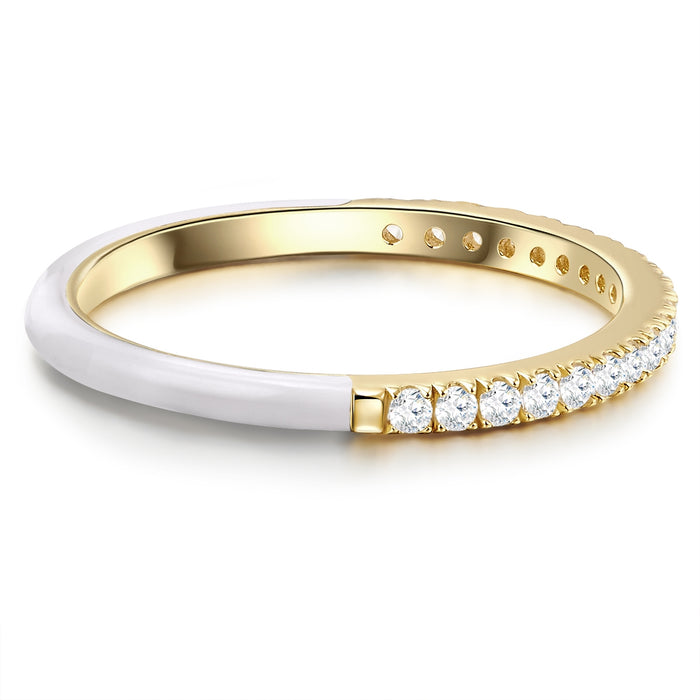 Ring Emaille weiß mit Zirkonia