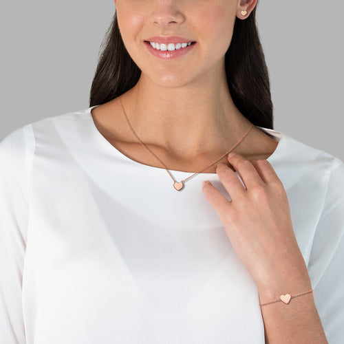 Set: Armband + Ohrstecker + Kette HERZ roségold