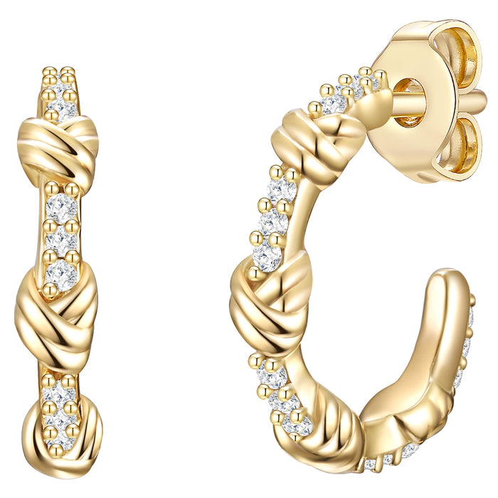 Creolen gold mit Knoten Zirkonia