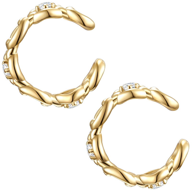 Ohrklemme mit Zirkonia gelbgold, 2 Stück