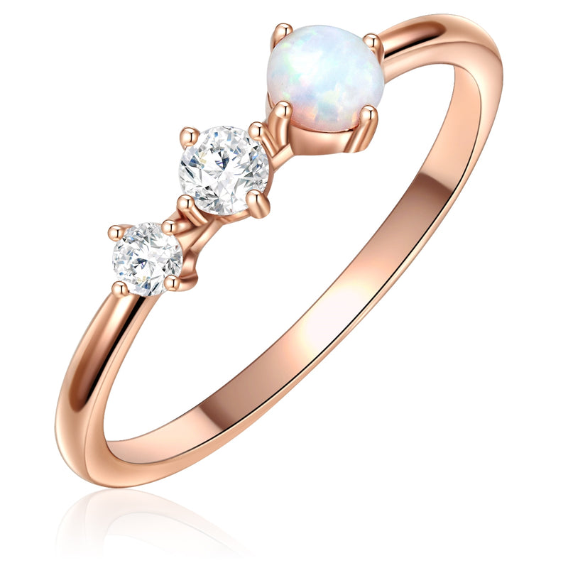 Ring mit Zirkonia/Opal (synth.) roségold