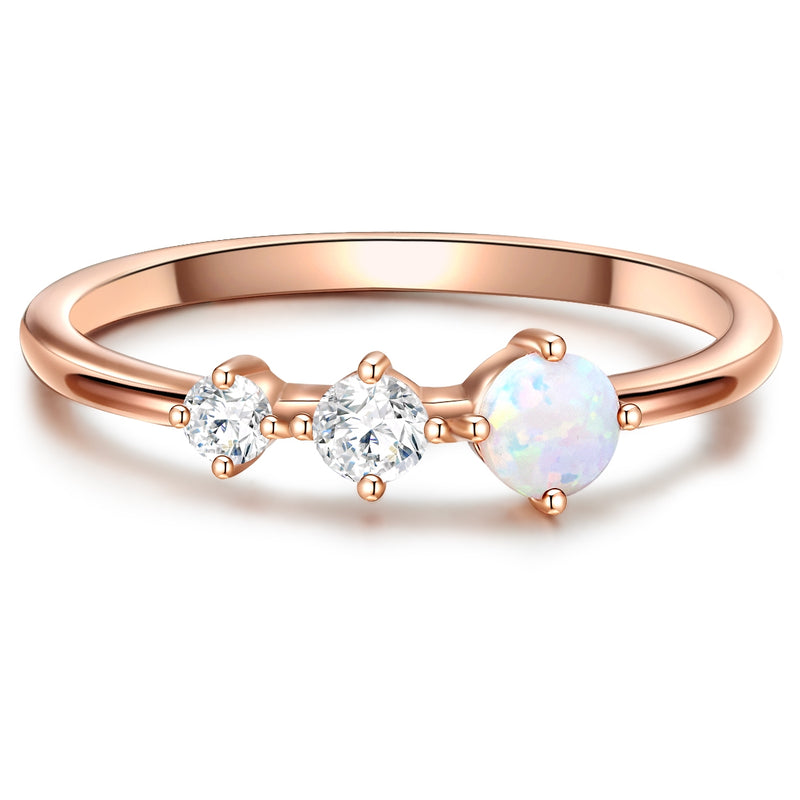Ring mit Zirkonia/Opal (synth.) roségold