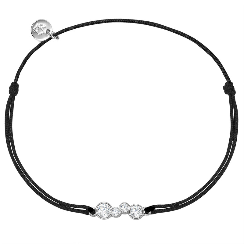 Textil Armband schwarz Zirkonia silber
