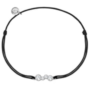 Textil Armband schwarz Zirkonia silber