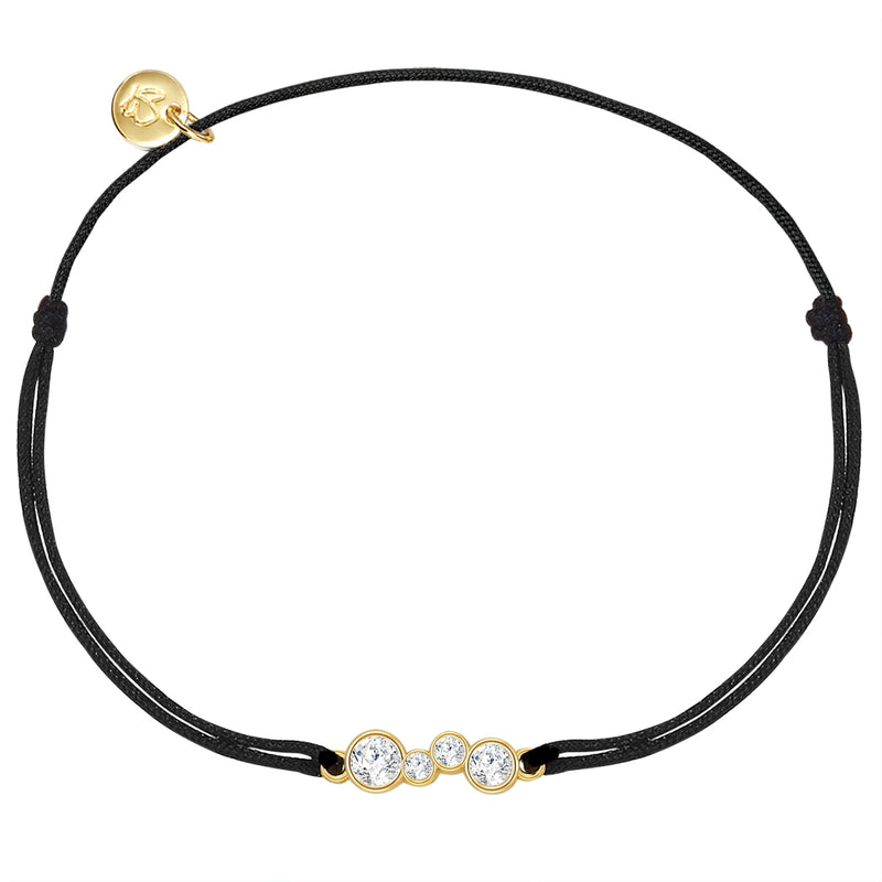 Textil Armband schwarz Zirkonia gelbgold