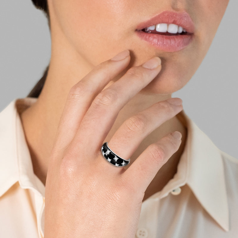 Ring mit Emaille/Zirkonia silber