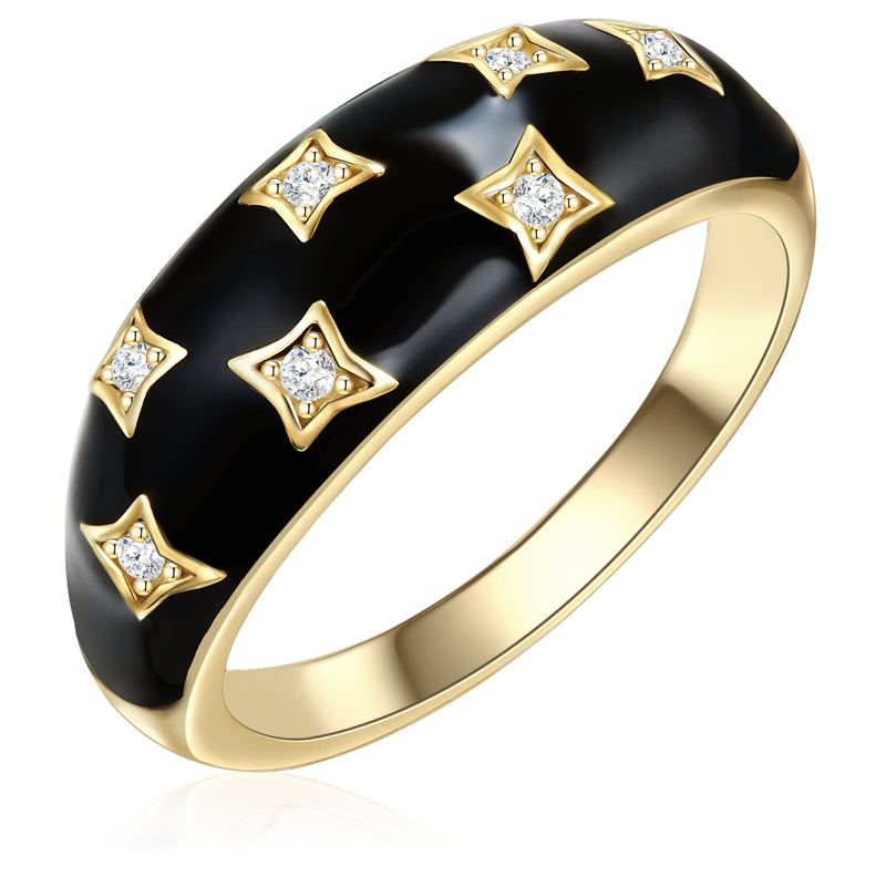 Ring mit Emaille/Zirkonia gelbgold