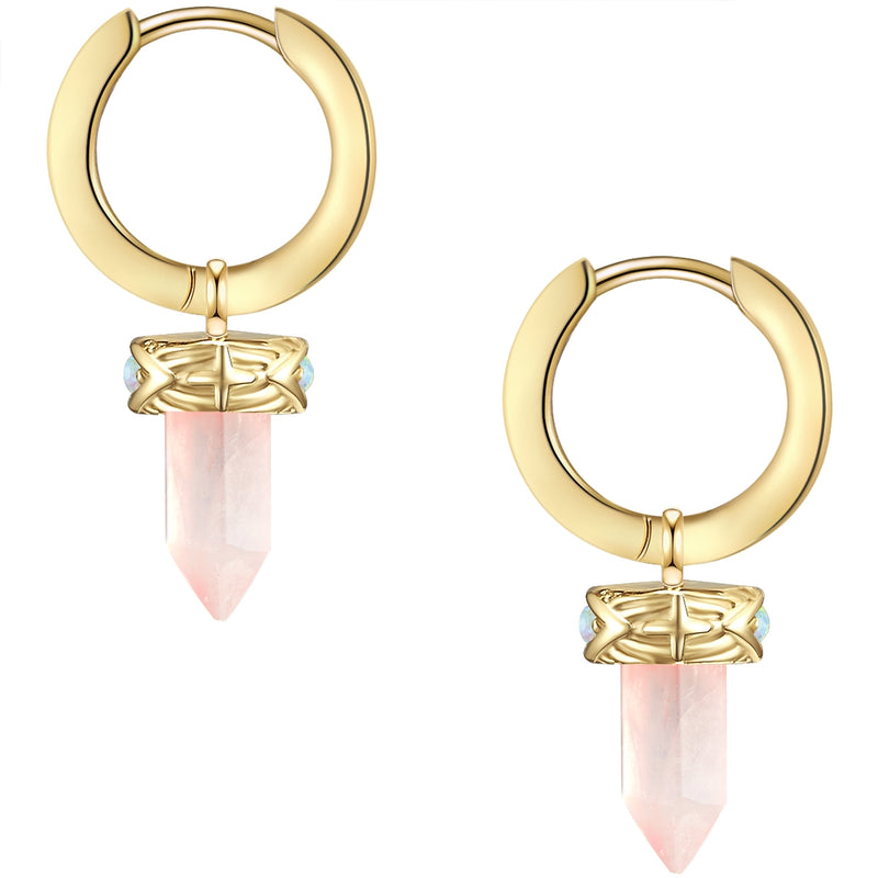 Creolen gold Opal (synth.) Rosenquarz