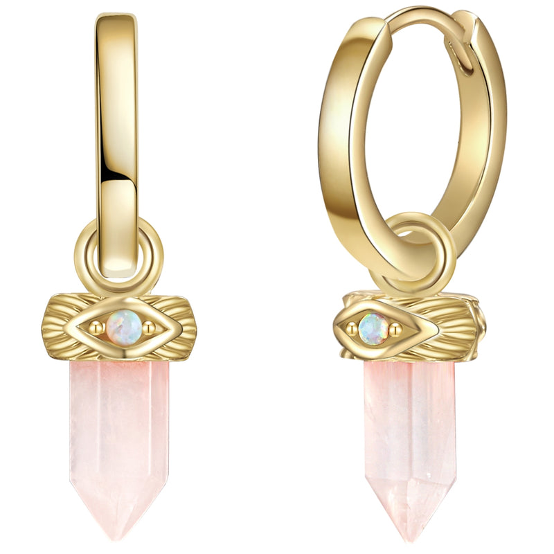 Creolen gold Opal (synth.) Rosenquarz