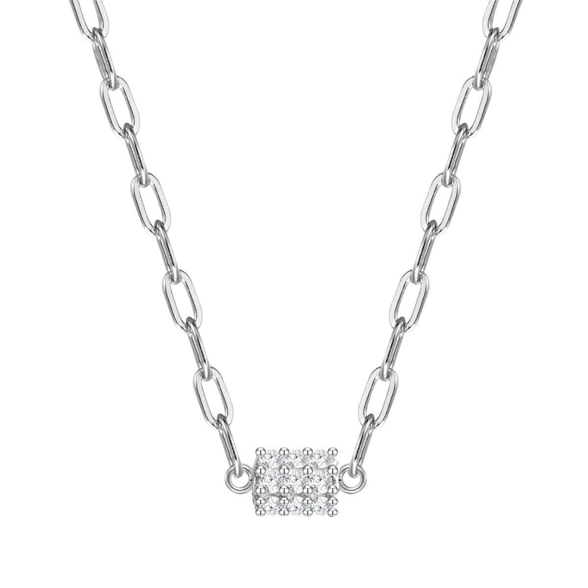 Glieder-Kette mit vielen Zirkonias silber
