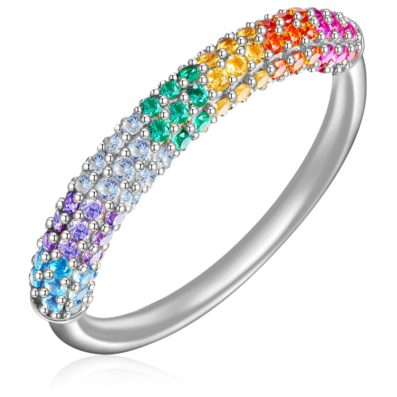 Silberring mit Zirkonia multicolor