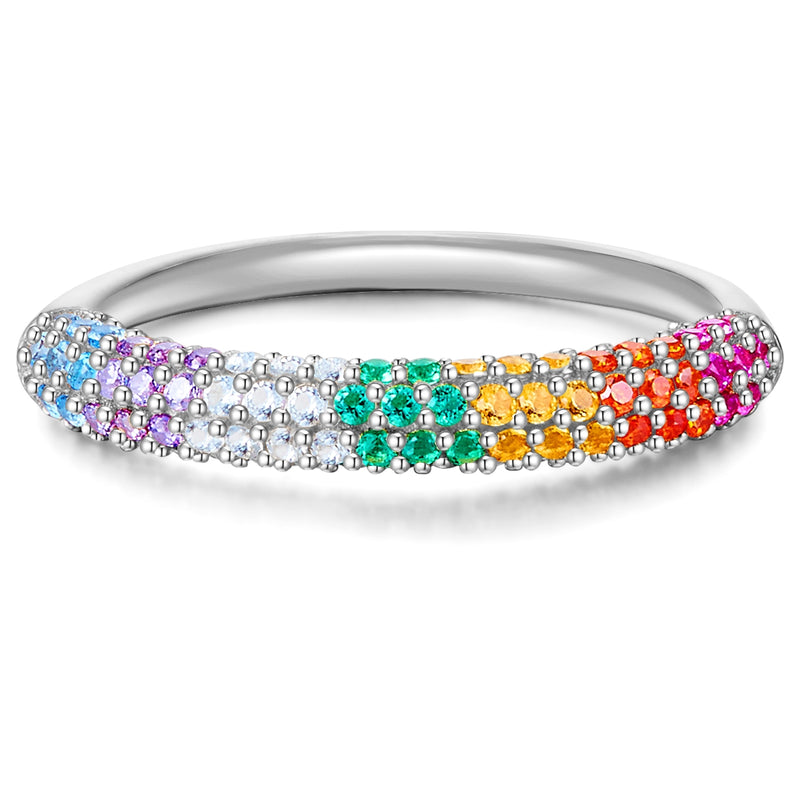Silberring mit Zirkonia multicolor